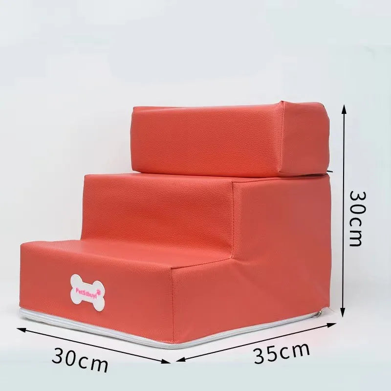 Anti-Slip Pet Stairs with Removable Washable Cover – 2 or 3 Step Ramp for Dogs & Cats