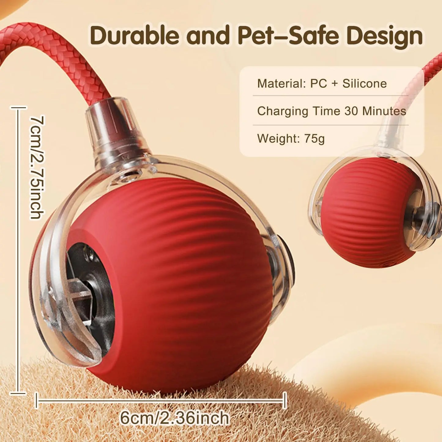 Balle interactive pour chat - Balle roulante automatique avec queue - Soins pour animaux plus intelligents