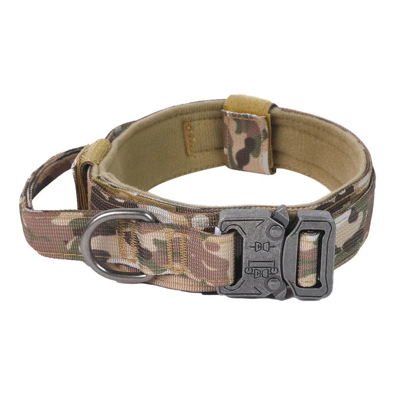 Tactical Military Nylon Dog Collar with Control Handle & Metal Buckle