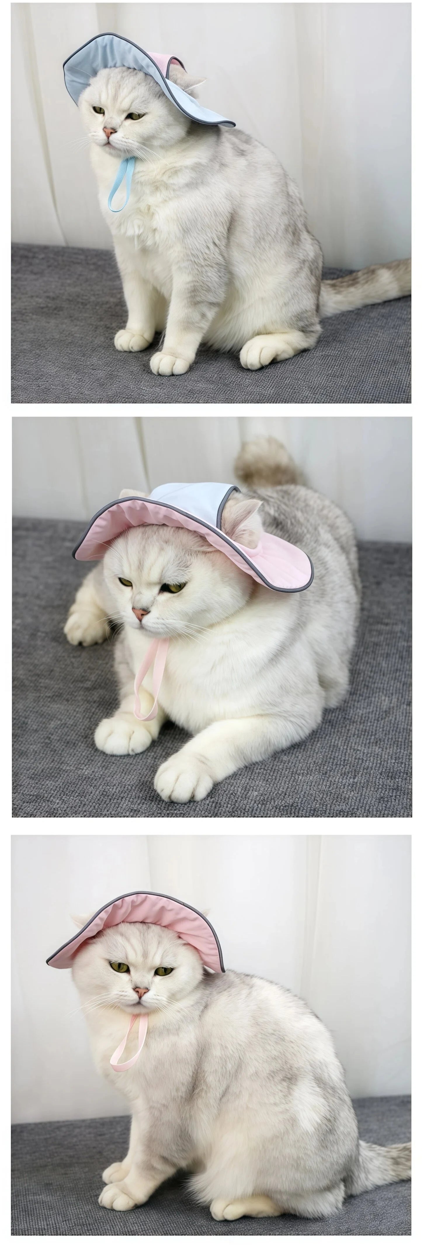 Reflective Wide Brim Bucket Sun Hat with Ear Holes for Dogs & Cats