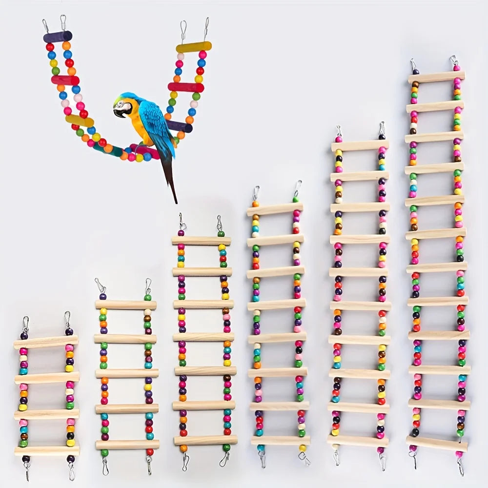 Pont-échelle pour oiseaux – Jouet à grimper et à bascule à plusieurs niveaux pour oiseaux de petite à moyenne taille