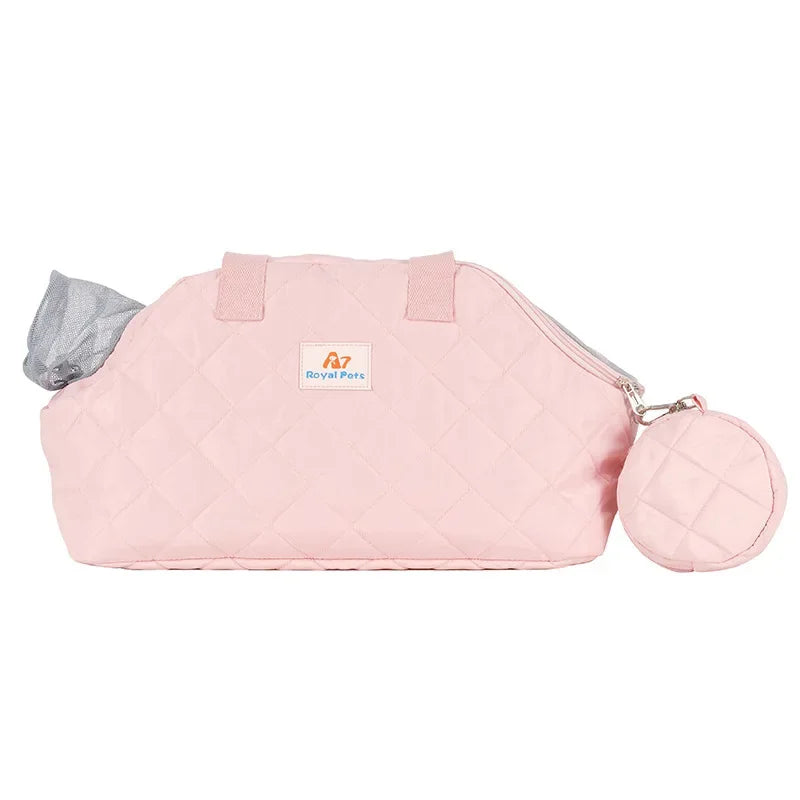 Quilted Portable Breathable Cat Puppy Travel Tote Handbag with Detachable Shoulder Strap Small  Kitten Pet Outdoor Carry Bags