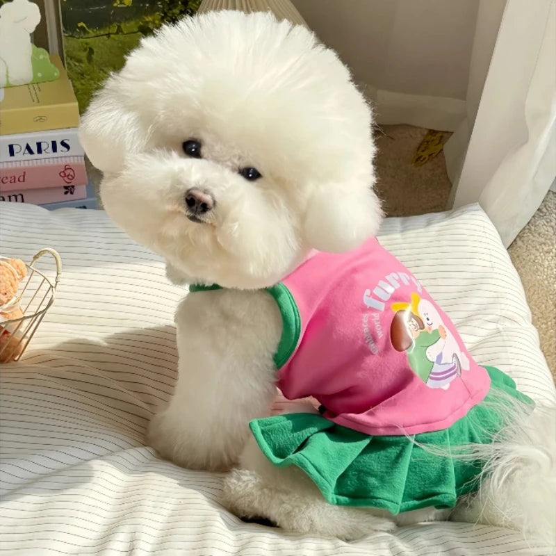 Robe et gilet rafraîchissants 2 en 1 pour petits chiens et chats | Jupe d'été respirante "Princesse" pour Chihuahuas et chiots