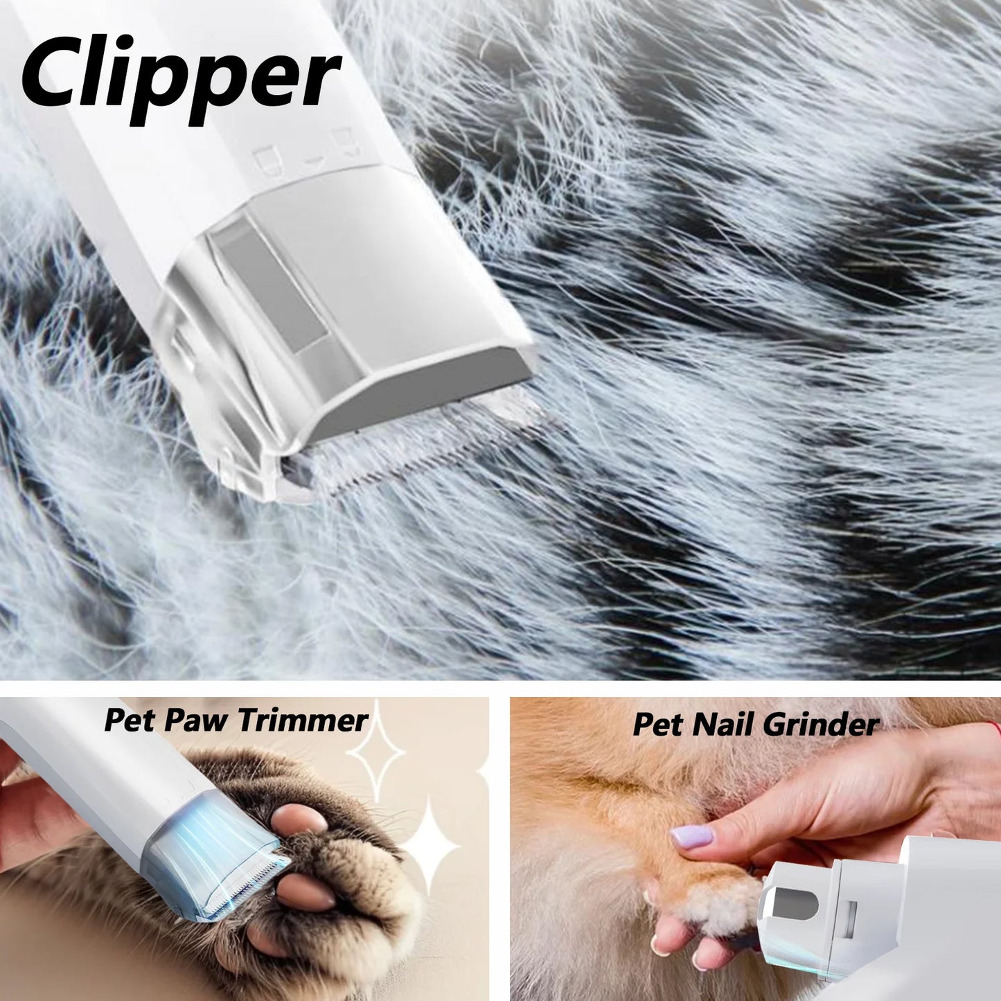 7-in-1 Pet Grooming Vacuum Kit with Clippers & Nail Grinder – 400W