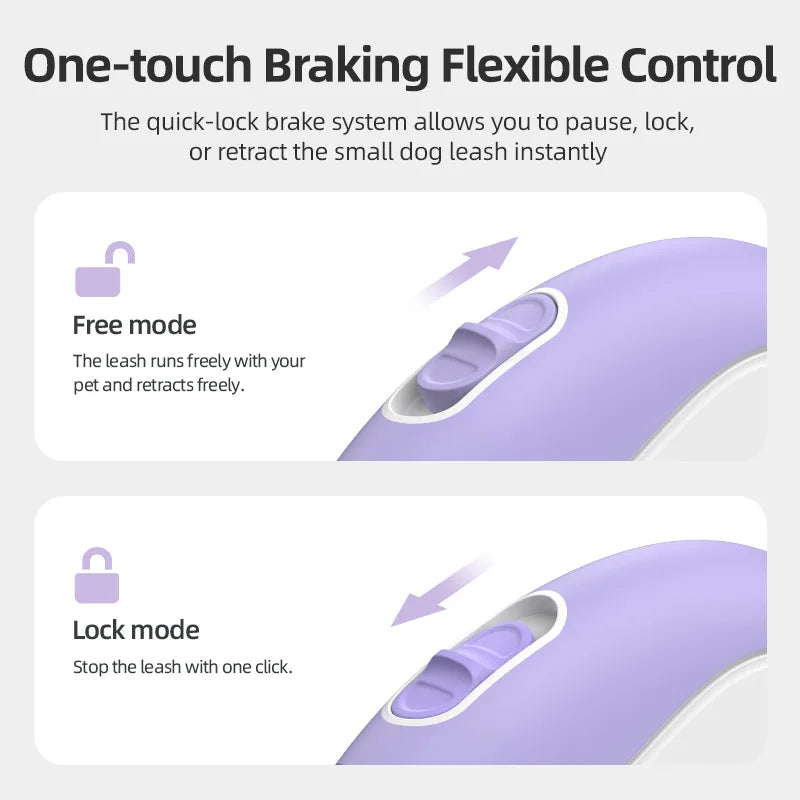 3M Mini Retractable Dog Leash — Compact Extendable Lead for Walking & Travel