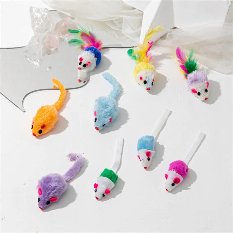 Cat Toy Mice with Colorful Tails - Multi-Pack