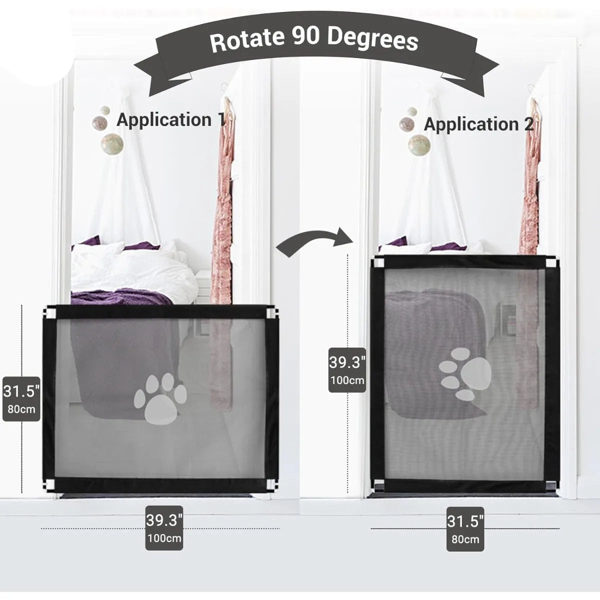 Barrière pour animaux de compagnie 99,8 x 80 cm - Barrière en maille adhésive sans perçage pour chiens