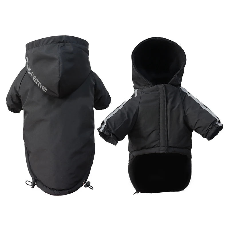 Imperméable pour chien à capuche avec liseré réfléchissant