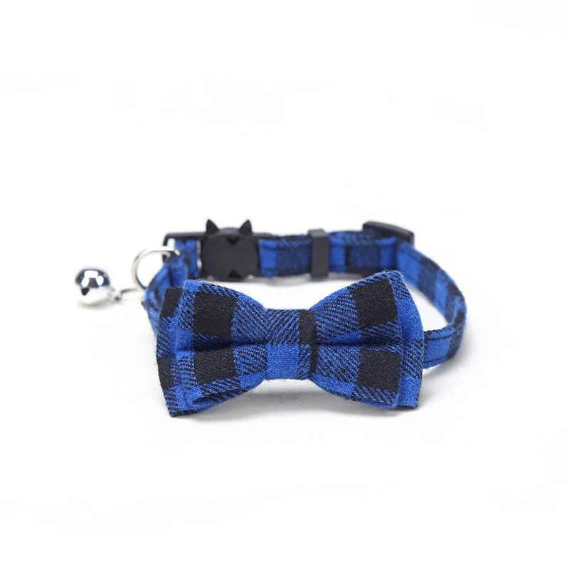 Collier pour chat sécurisé avec nœud papillon et clochette - Motif écossais