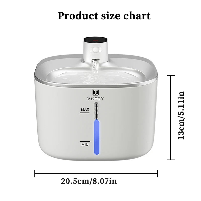 4L Stainless Steel Wireless Pet Water Fountain with Motion Sensor