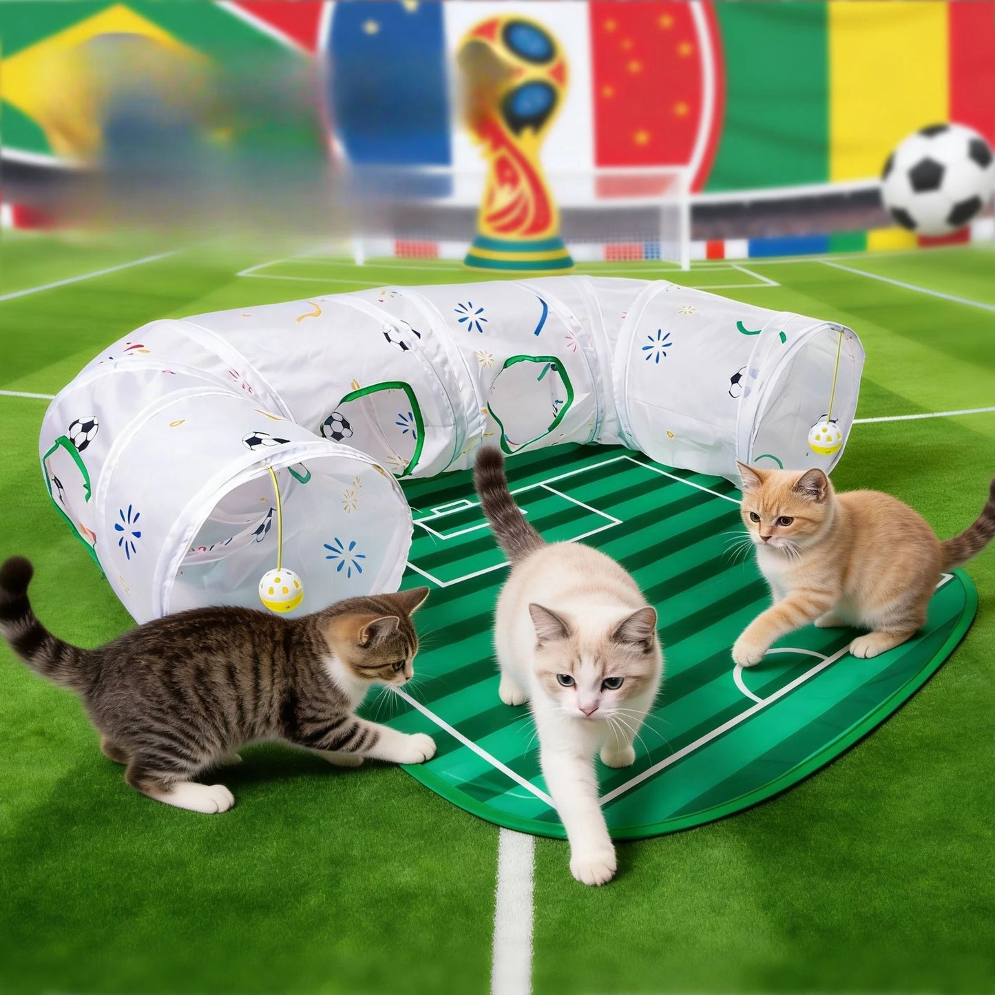 Football Field Cat Tunnel Toy