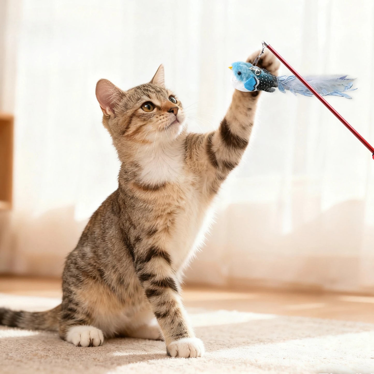 Tête de rechange de jouet pour chat en plumes avec clochette
