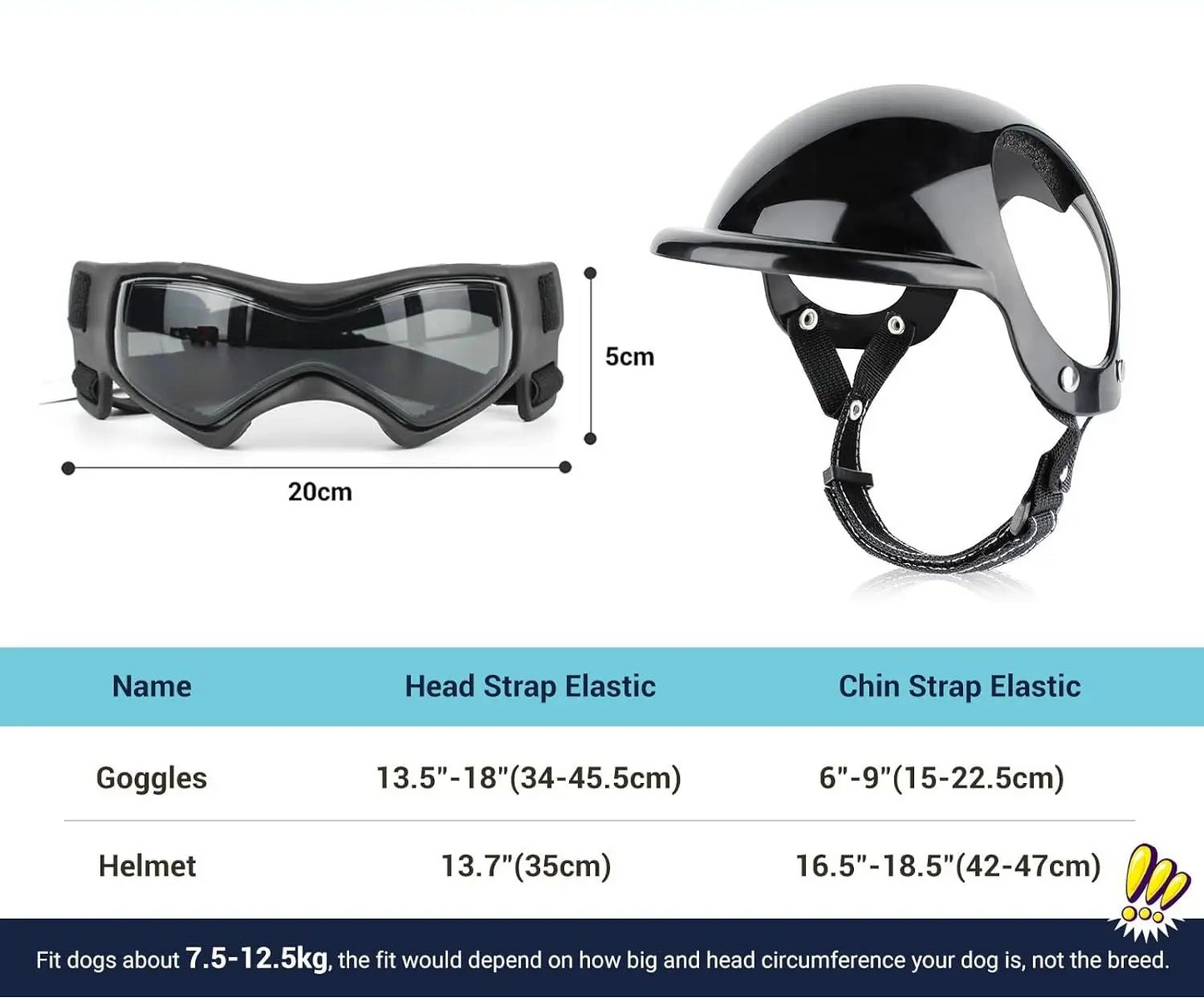 Dog Motorcycle Helmet & Goggles Set - Adjustable Safety Gear for Small Dogs