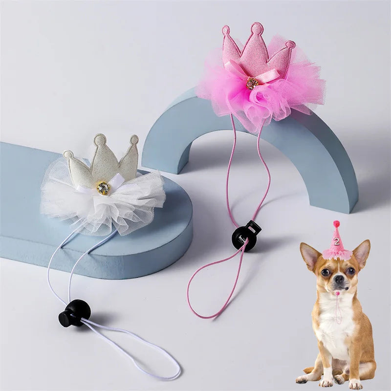 Adjustable Birthday Hat & Headdress for Dogs & Cats