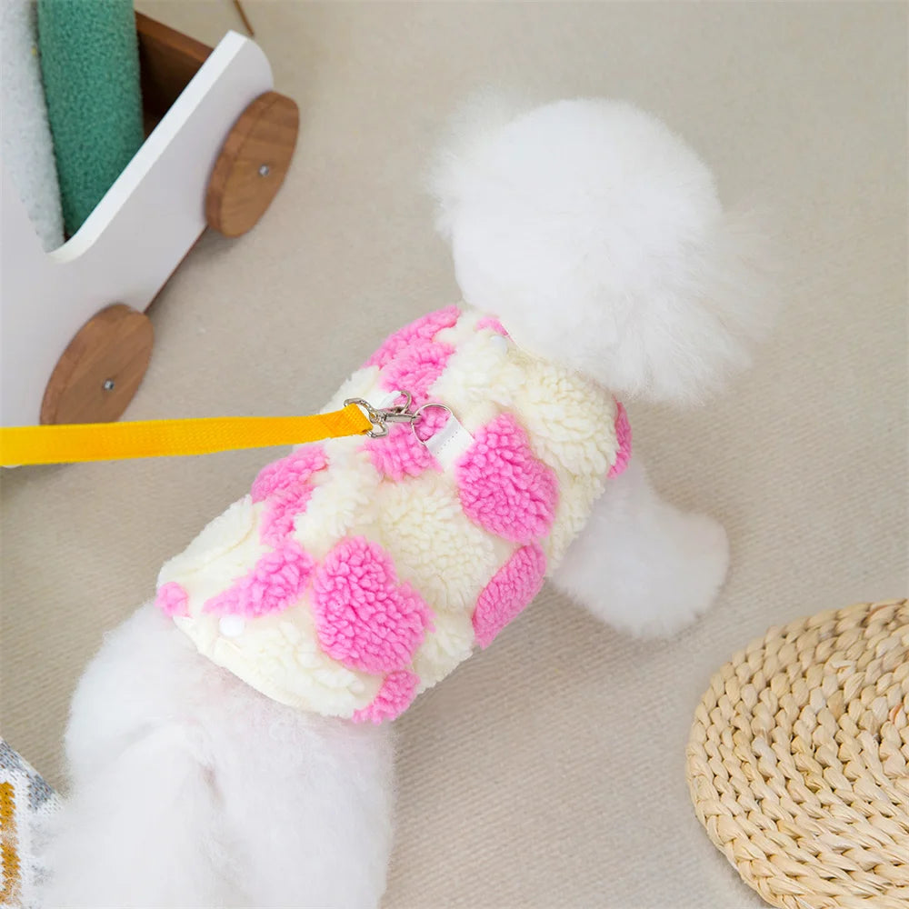 Fleece Dot Print Jacket Vest for Small Dogs & Cats