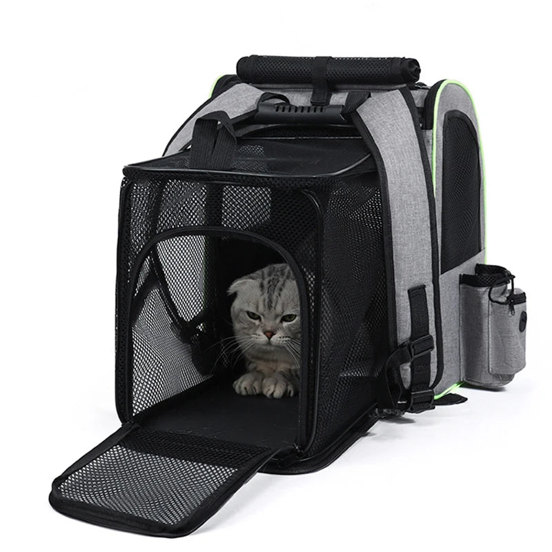 Sac à dos de transport extensible pour chat avec housse pare-soleil et maille respirante
