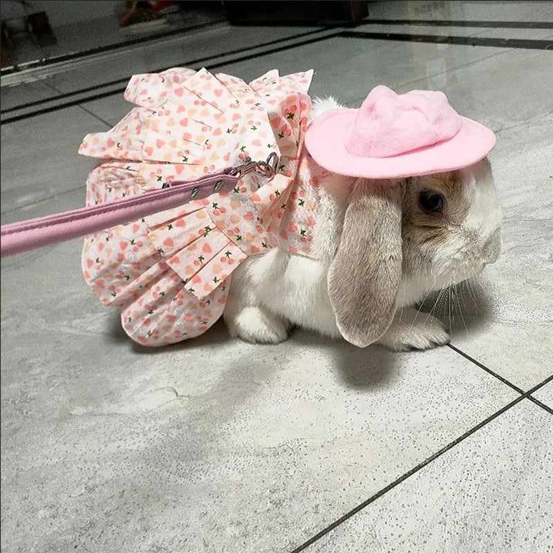 Floral Cotton Dress & Harness Set for Rabbits & Small Pets