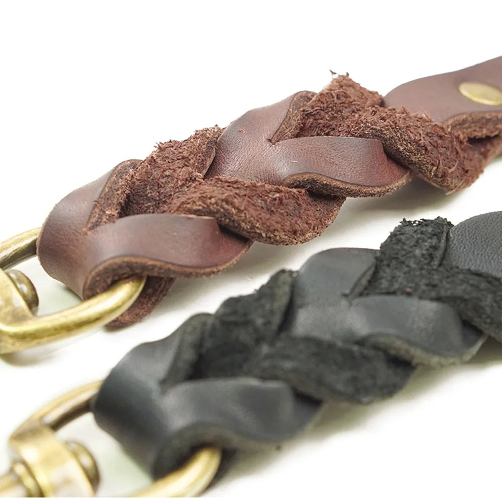 Soft Braided Real Leather Dog Lead – For Walking & Training Small, Medium & Large Dogs