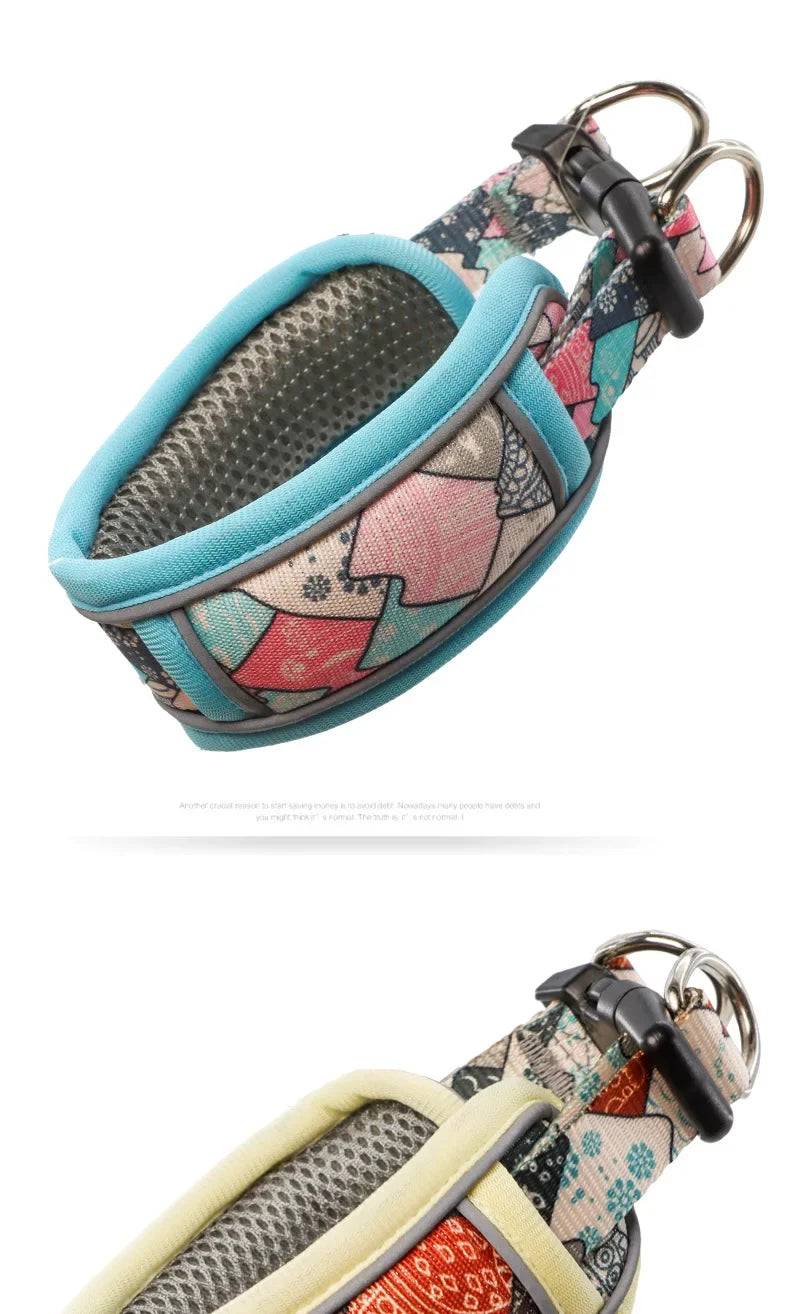 Reflective Breathable Mesh Dog Collar with Double D-Ring – All Sizes