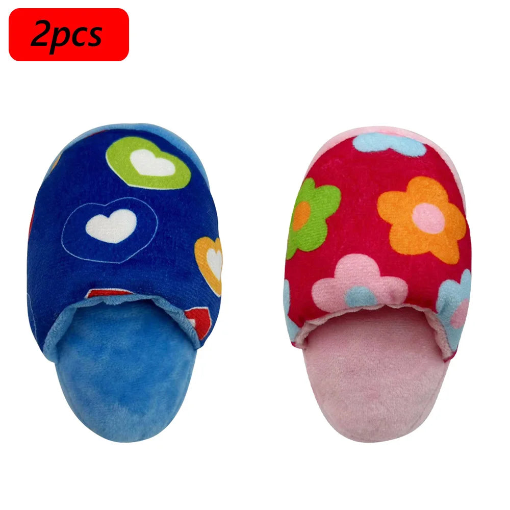 Squeaky Plush Slipper Chew Toy for Small Dogs