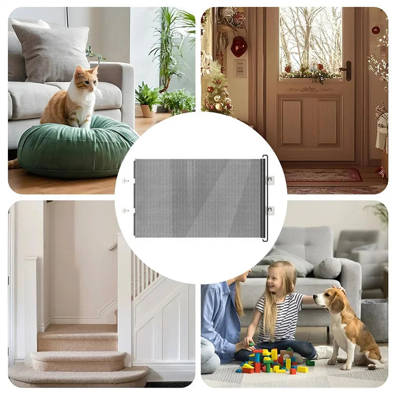 Retractable No-Drill Pet Barrier for Doorways, Stairs & Corridors