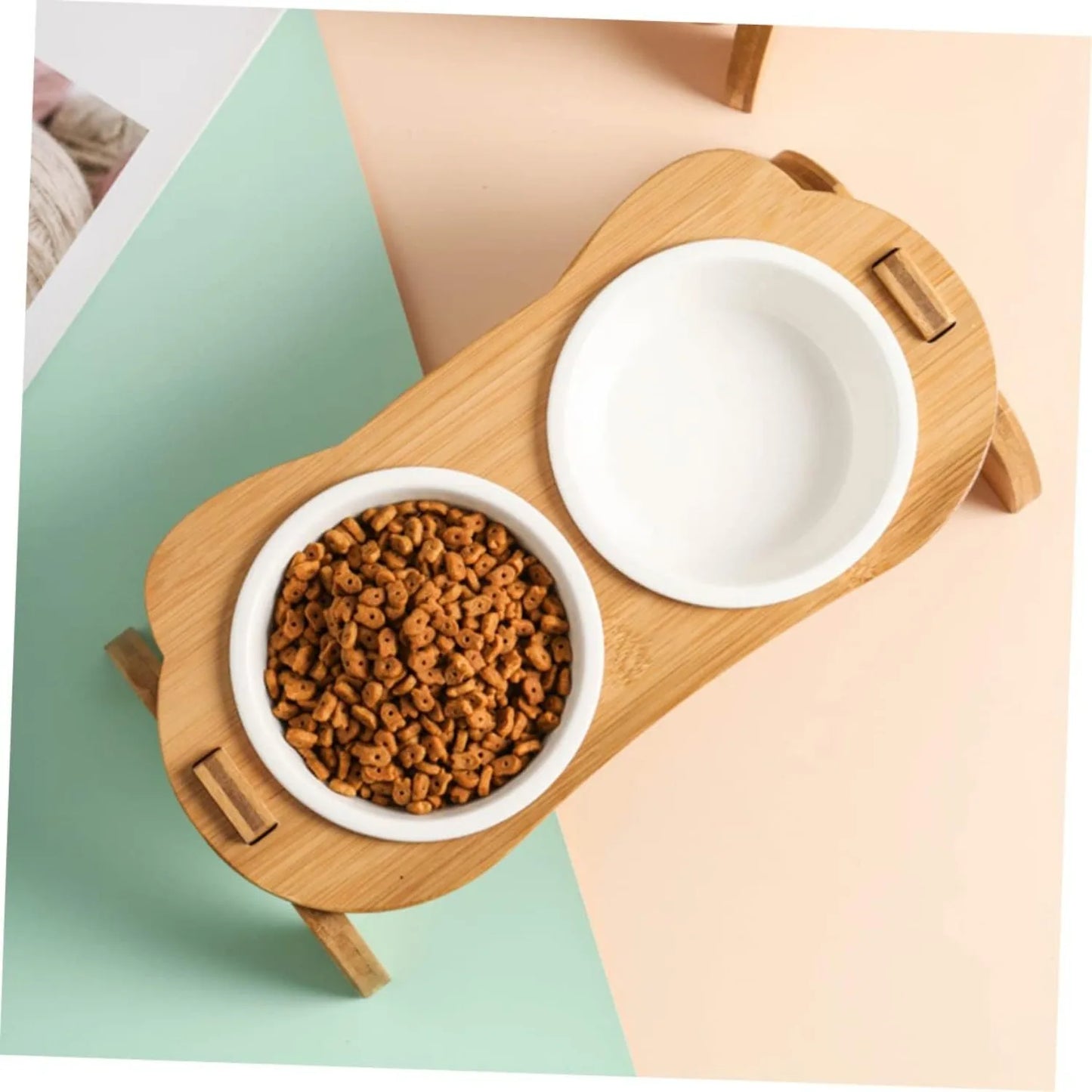 Raised Cat Bowl Set with Tilted Stand