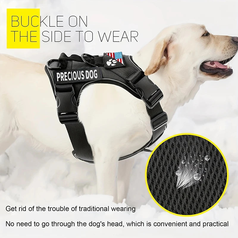 Reflective Service Dog Vest Harness with 5 Patches | Adjustable Soft Oxford Mesh Harness