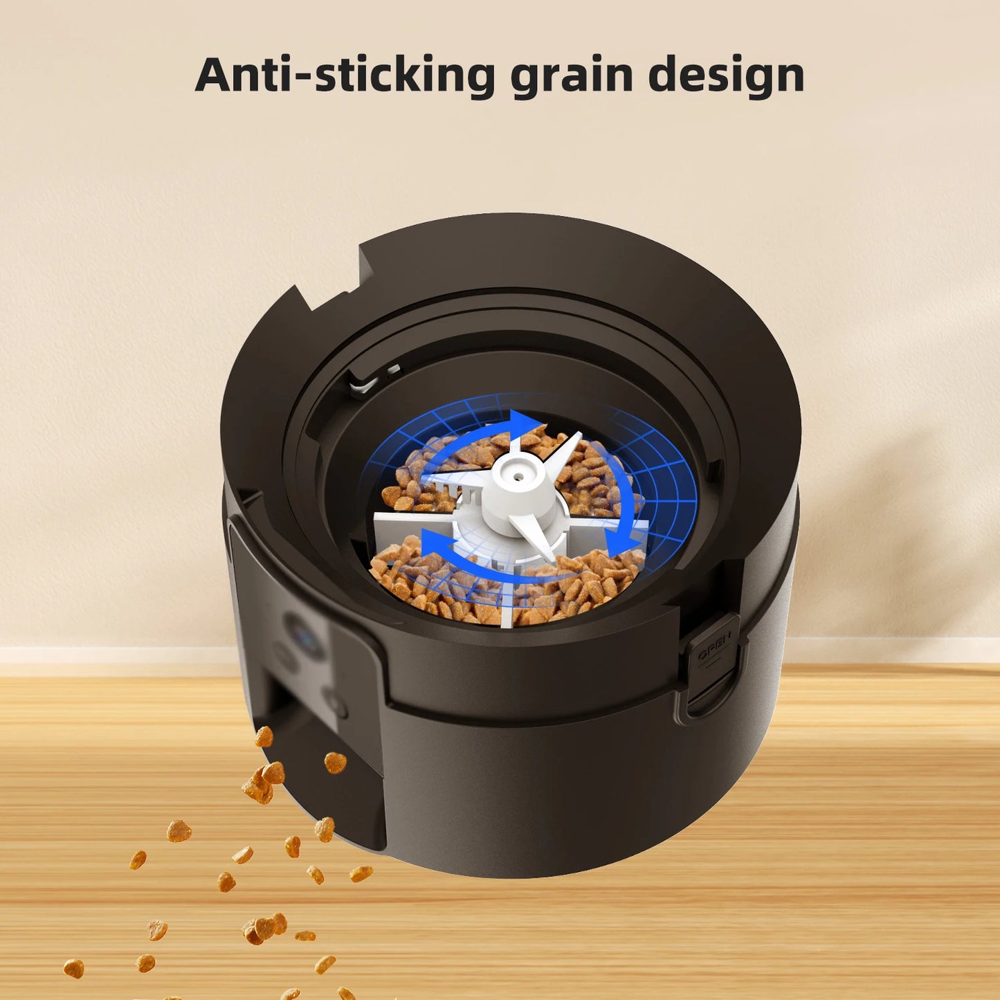 Cat feeder with camera, only supports 2.4G network, can only be powered by USB, has no screen display, and can video pet feeder