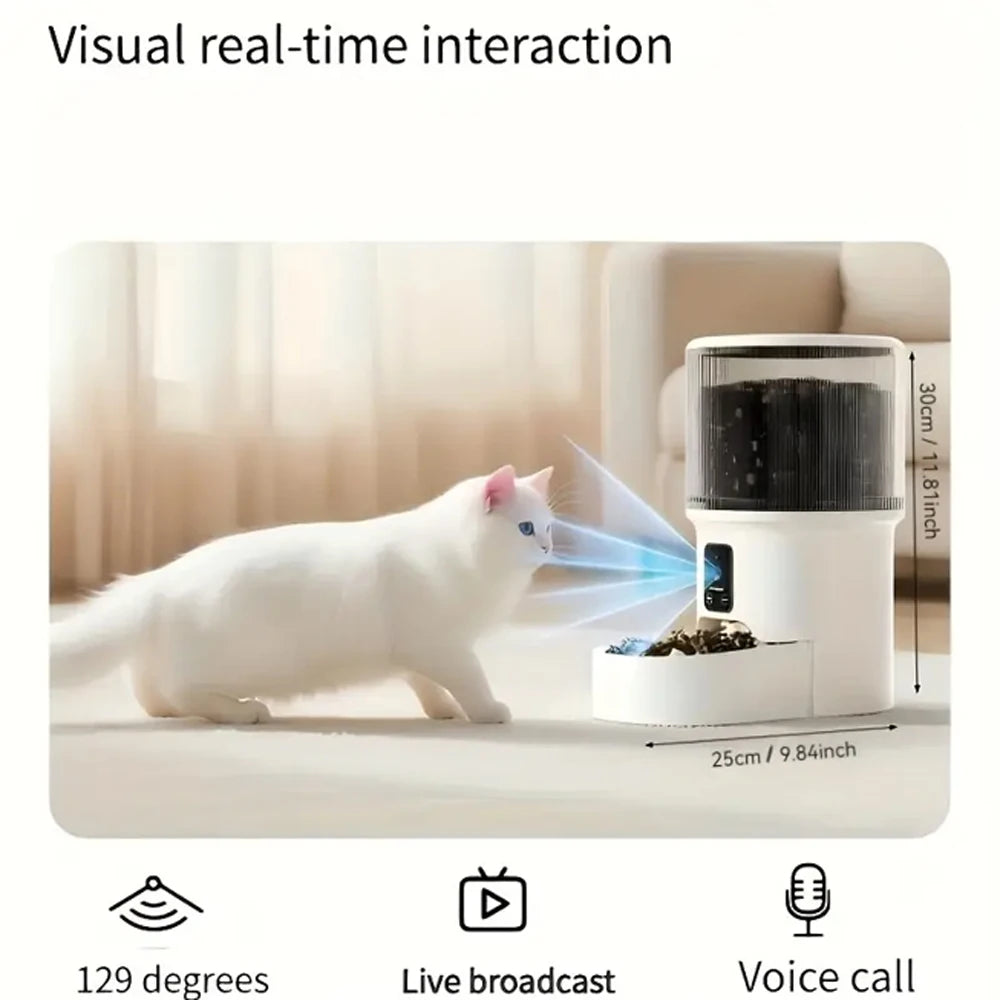 4L Smart App-Controlled Cat Feeder with HD Camera — Stainless Steel Bowl