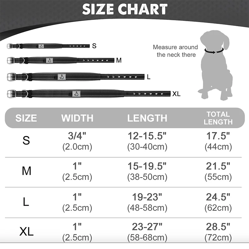 Padded Reflective Dog Collar | Adjustable Heavy-Duty Nylon & Neoprene