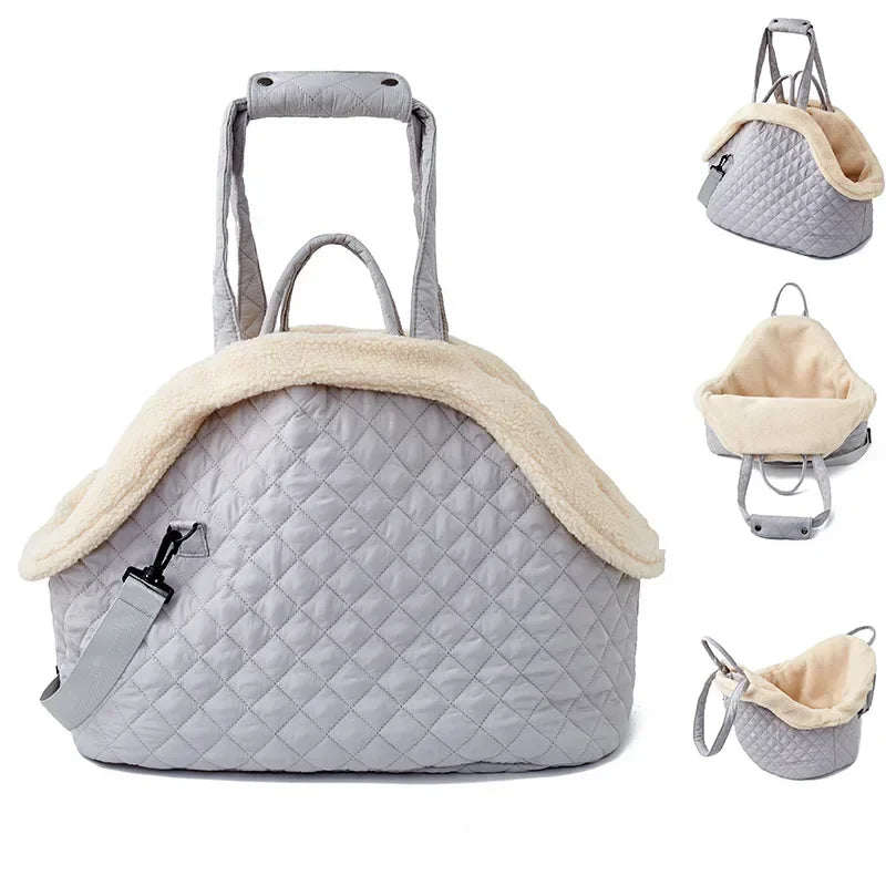 Plush Pet Carrier Handbag for Cats & Small Dogs
