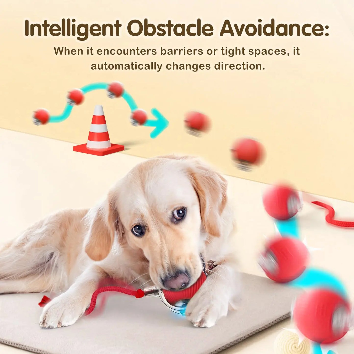 Balle interactive pour chat - Balle roulante automatique avec queue - Soins pour animaux plus intelligents