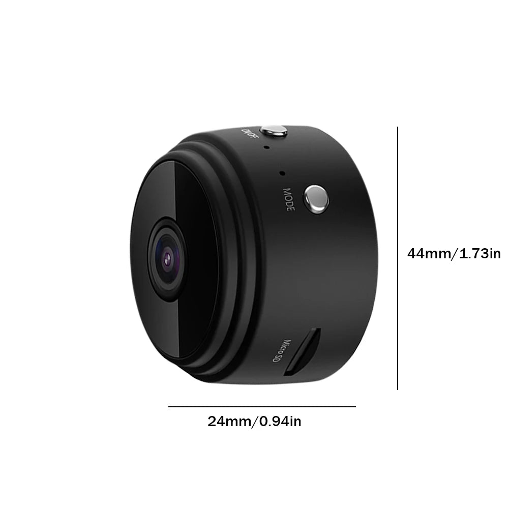 1080P WiFi Mini Security Camera with Night Vision & Magnetic Mount — Black