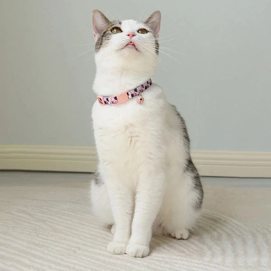 Premium Leather Cat Harness & Retractable Leash - Large Cat Collar with Bell