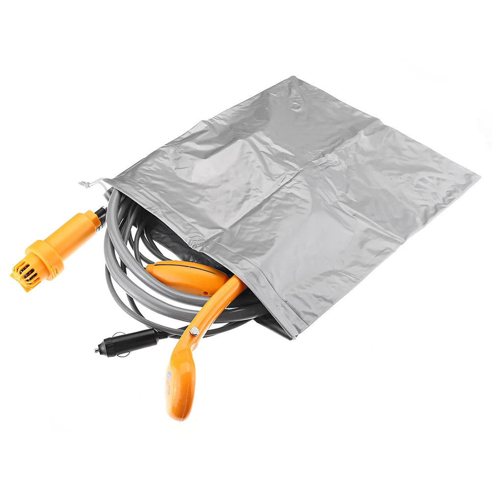 12V Portable Camping Shower Pump with Foldable Bucket Options