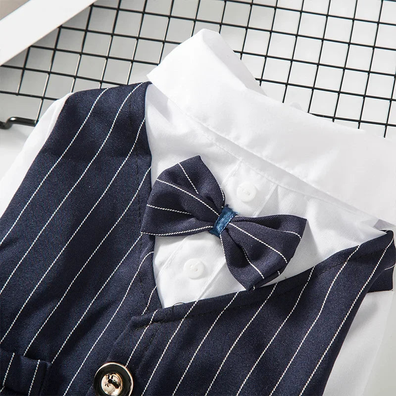 Striped Tuxedo Jacket with Bow for Small Dogs & Cats