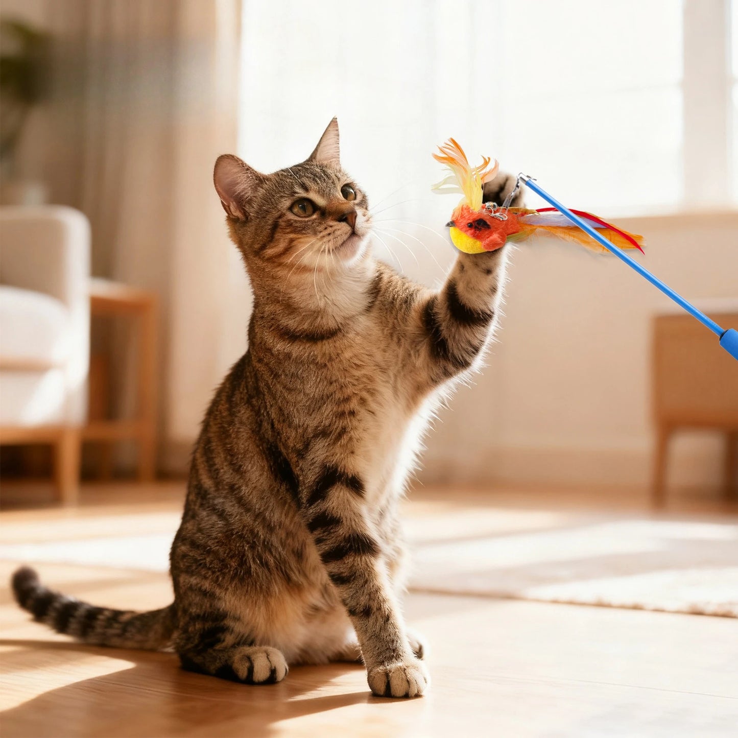 Tête de rechange de jouet pour chat en plumes avec clochette