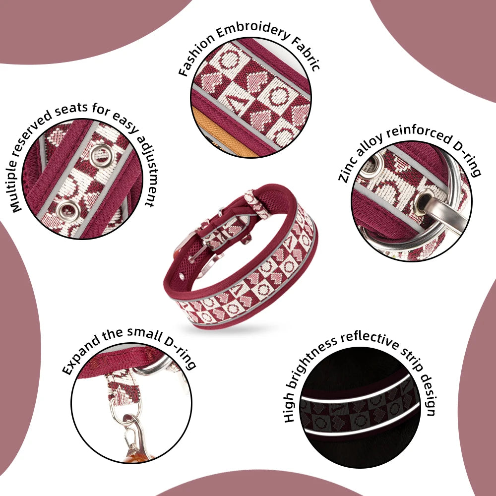 Wide Reflective Dog Collar with No-Pressure Fit