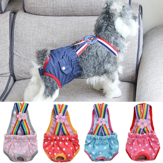 Washable Female Dog & Cat Shorts with Denim Strap