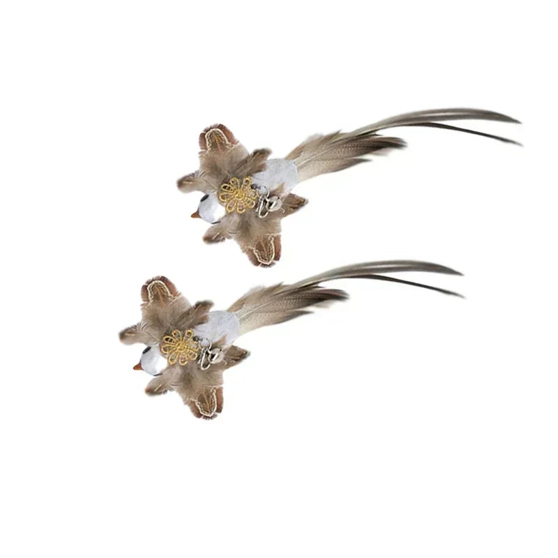 Interactive Feather Wand Cat Toy with Bell