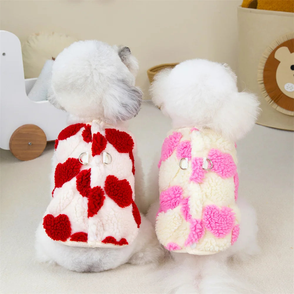 Fleece Dot Print Jacket Vest for Small Dogs & Cats