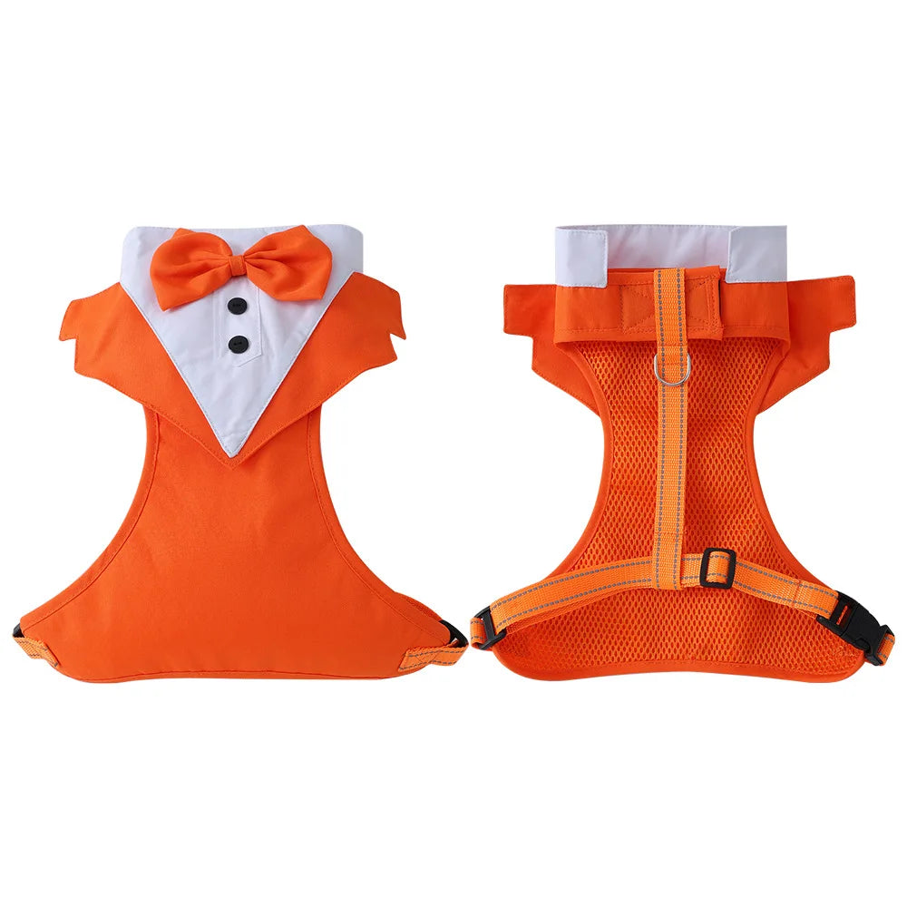 Tuxedo Dog Harness Vest with Bow Tie & D-Ring