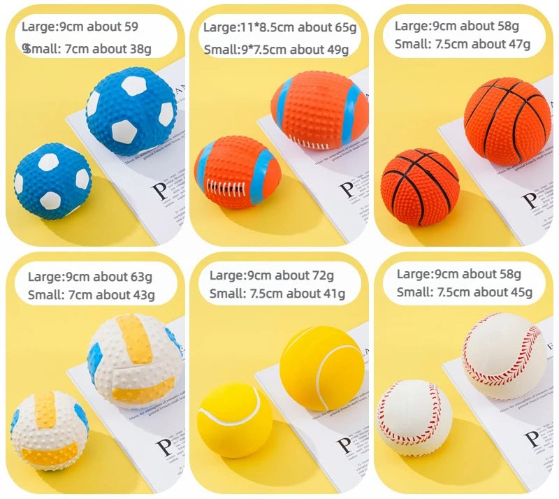 Squeaky Latex Dog Ball – Sports Style Chew Toy