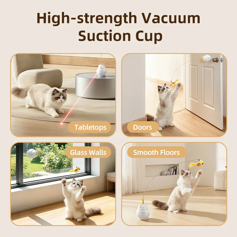 2-in-1 Automatic Laser & Feather Cat Toy — Electric Induction Indoor Kitten Teaser