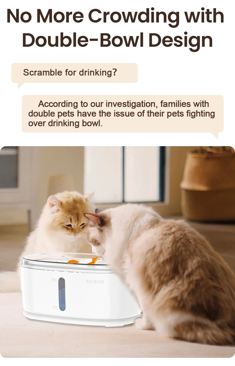 Dual Bowl Automatic Pet Water Fountain for Multiple Cats and Dogs