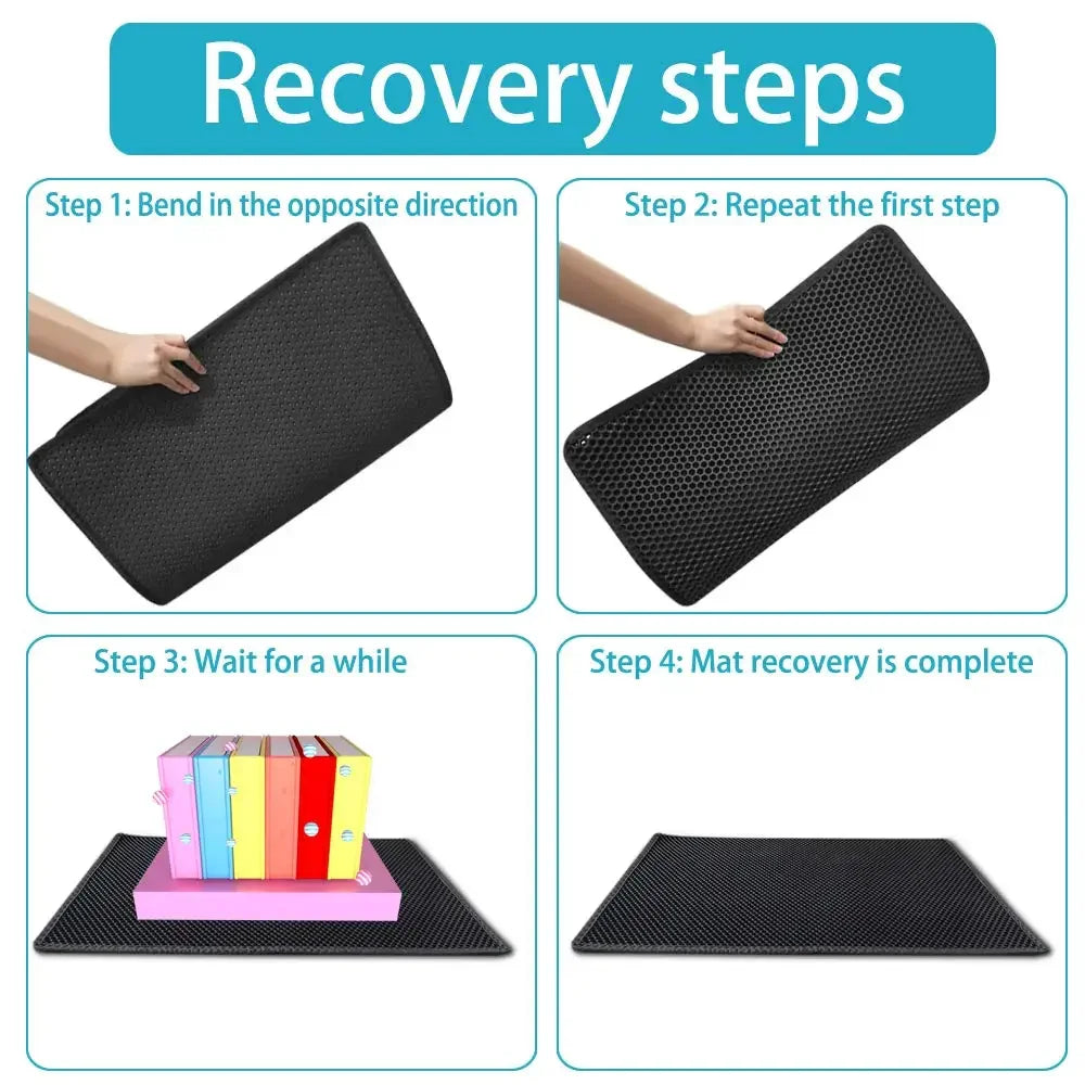 Tapis de litière pour chat avec cadeau - Tapis de litière pour animaux de compagnie double couche étanche