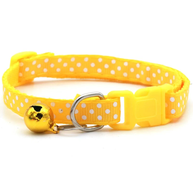 Collier à pois ajustable avec clochette pour chat et petit chien