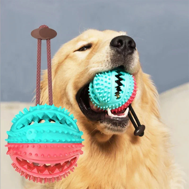 Interactive Rubber Food Dispenser Ball with Bell - Dog Chew Toy