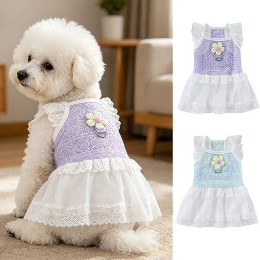 Lace Princess Dress with D-Ring for Small Dogs & Cats