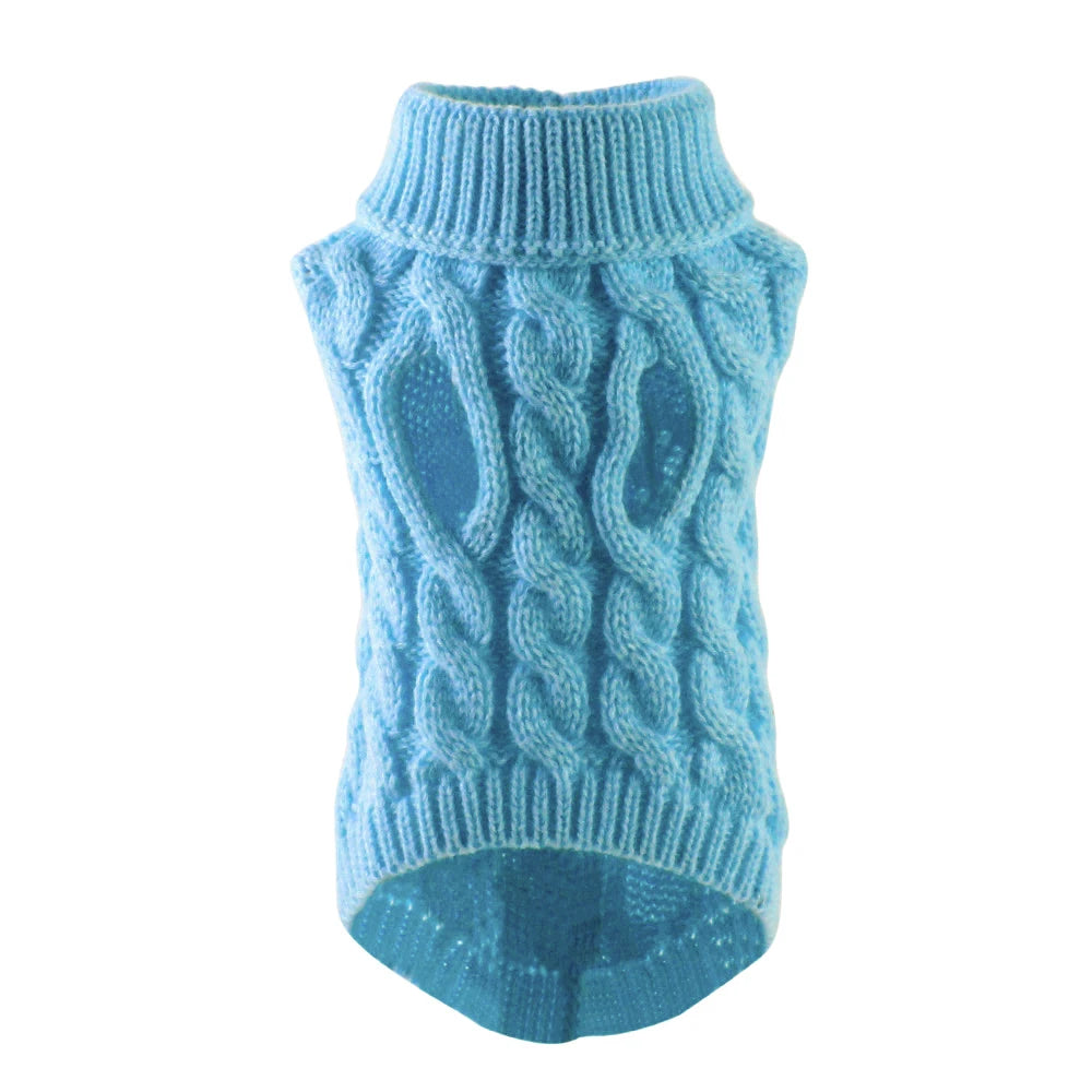 Pull tricoté à col roulé pour chien